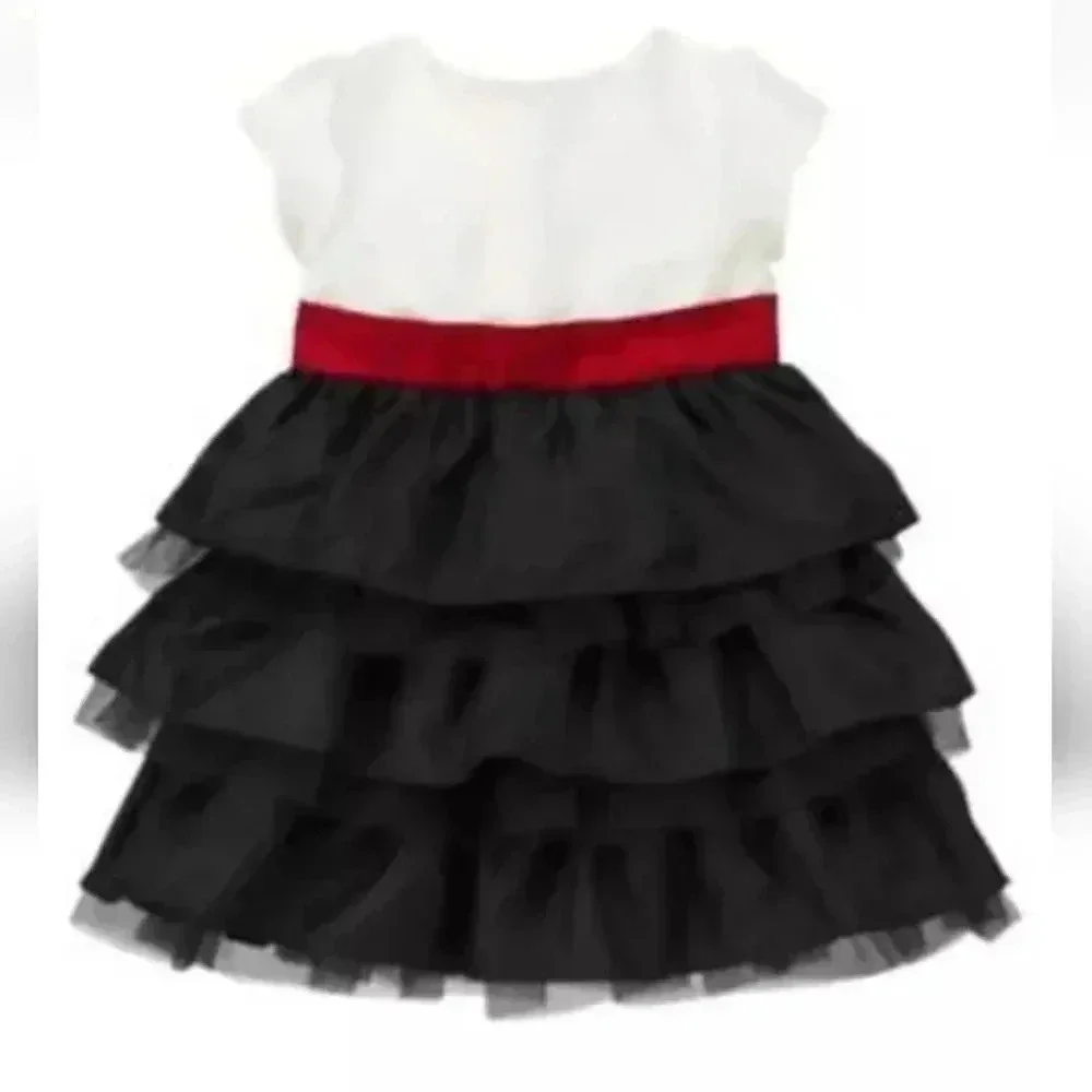 Gymboree Merry Occasions Ivory Black Tiered Ruffle Holiday Party Portraits 3T